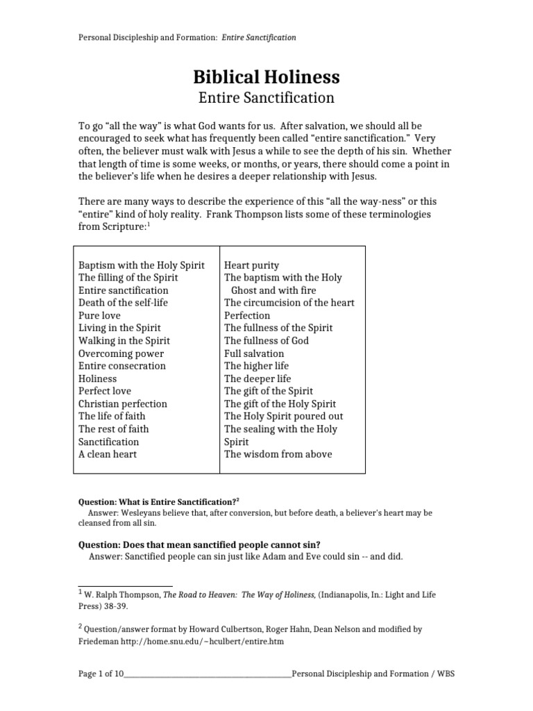 Understanding Entire Sanctification | PDF | Holiness Movement | Sin