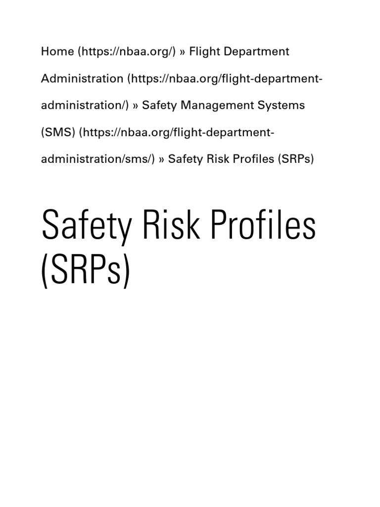 Safety Risk Profiles (SRPS) | PDF | Risk | Business