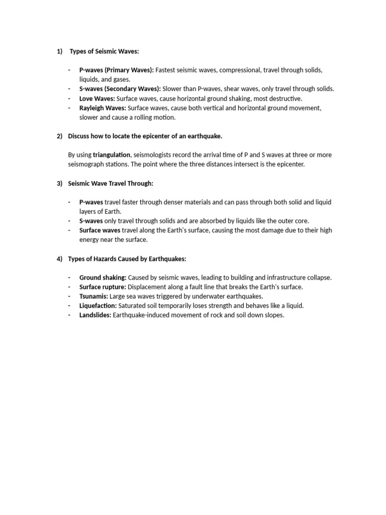 Types of Seismic Waves Explained | PDF