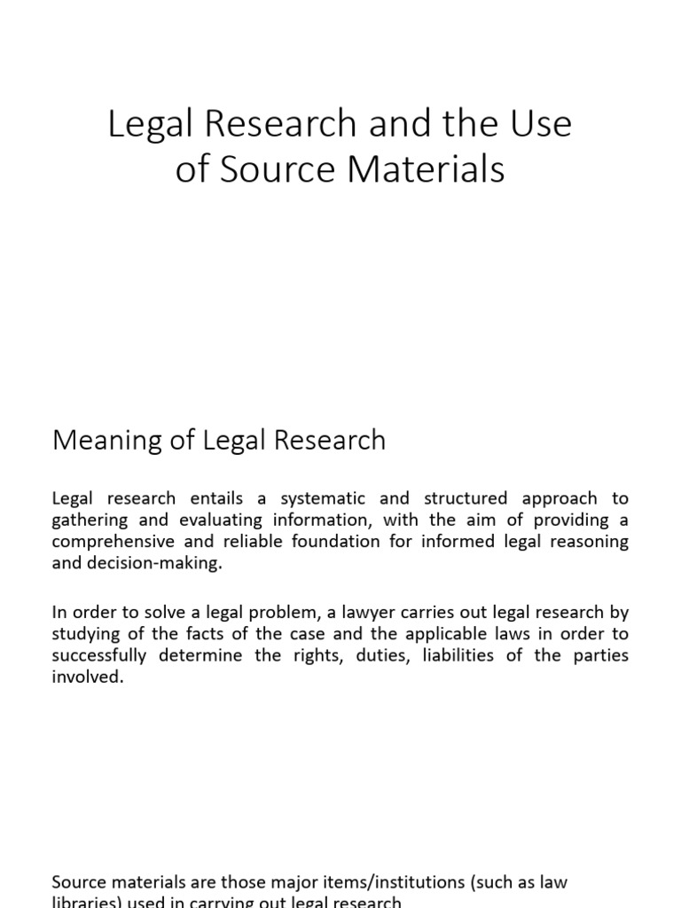 Legal Research and the Use of Source Materials | PDF | Libraries | Books