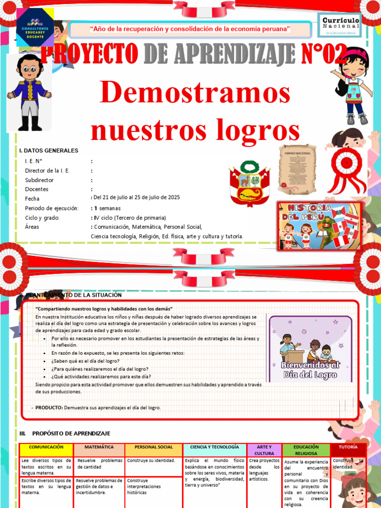 Proyecto de Aprendizaje Tercer Grado | PDF | Aprendizaje | División ...