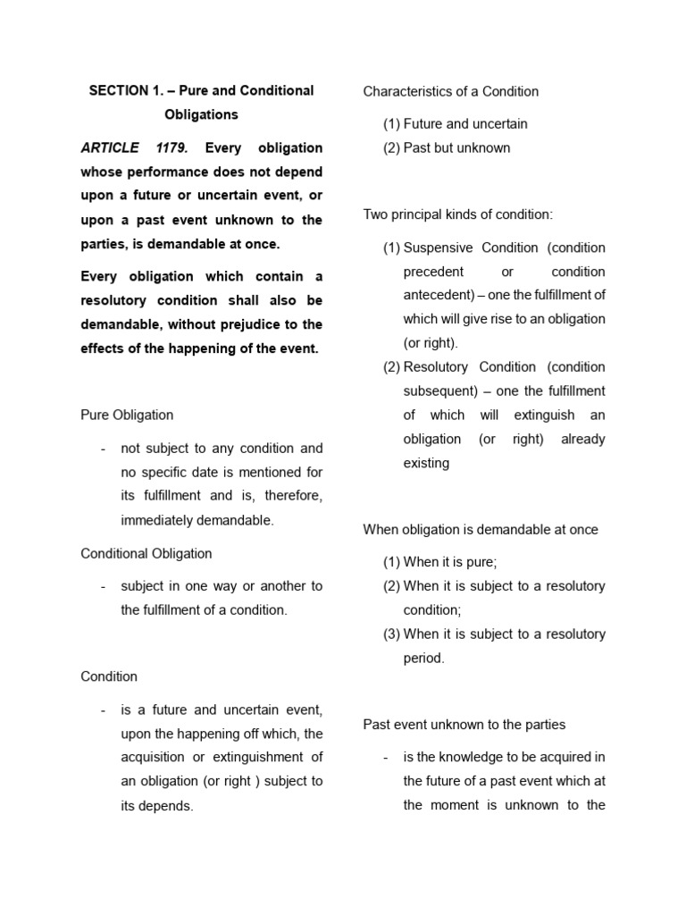 Understanding Pure and Conditional Obligations | PDF | Guarantee ...