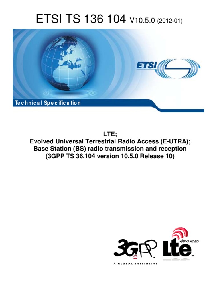 3gpp Ts 36 104 (Lte Enb TX and RX) PDF Bandwidth (Signal Processing