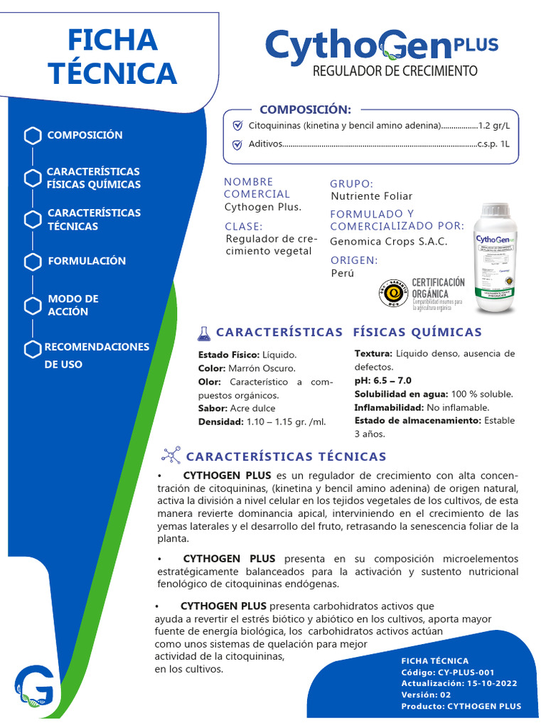 Ficha Técnica de Cythogen Plus | PDF | Biología