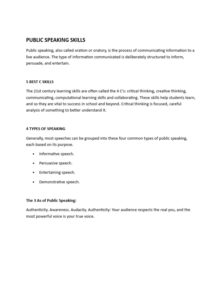 Public Speaking Skills | PDF | Public Speaking | Body Language