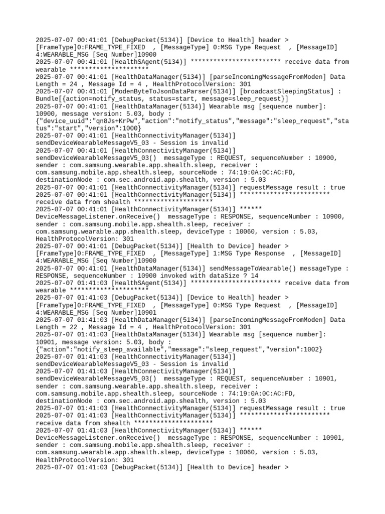 Wearable Health Data Communication Logs | PDF | Computer File Formats ...