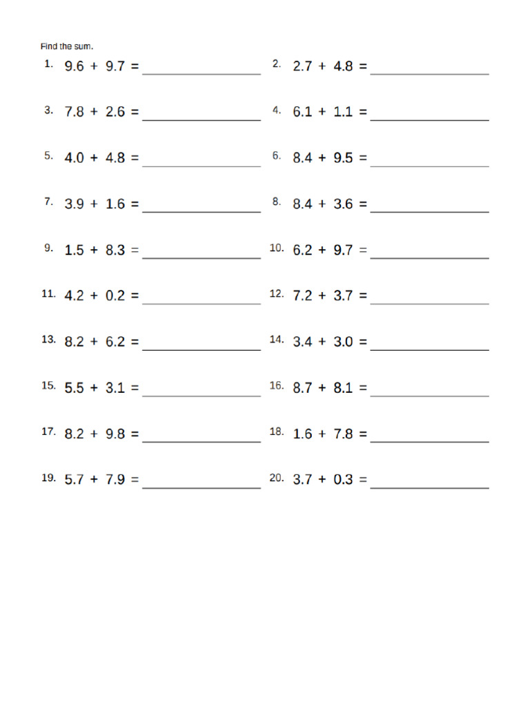 Adding and Subtracting Decimal Practice | PDF