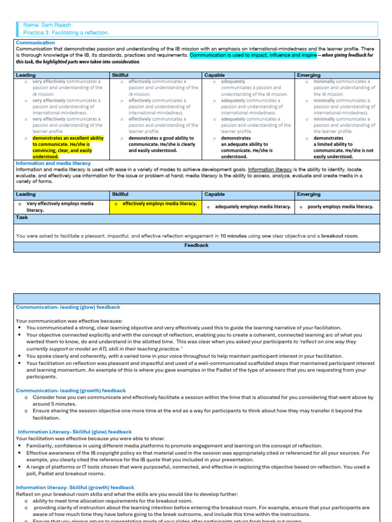 Effective IB Reflection Facilitation Guide | PDF | Literacy ...