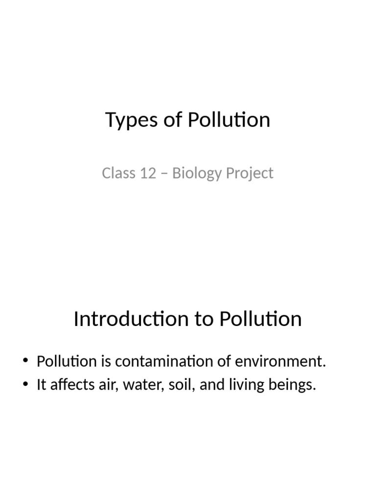 Class 12 Overview of Pollution Types | PDF