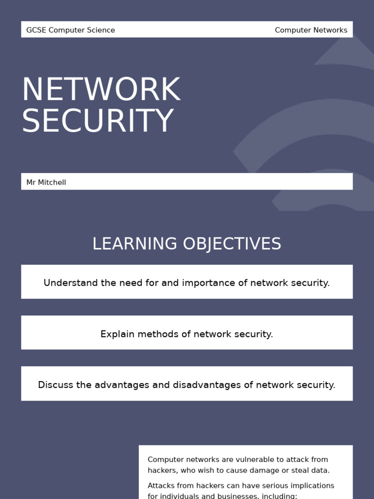 Network Security Presentation in Blue Clean Style | PDF | Computer ...
