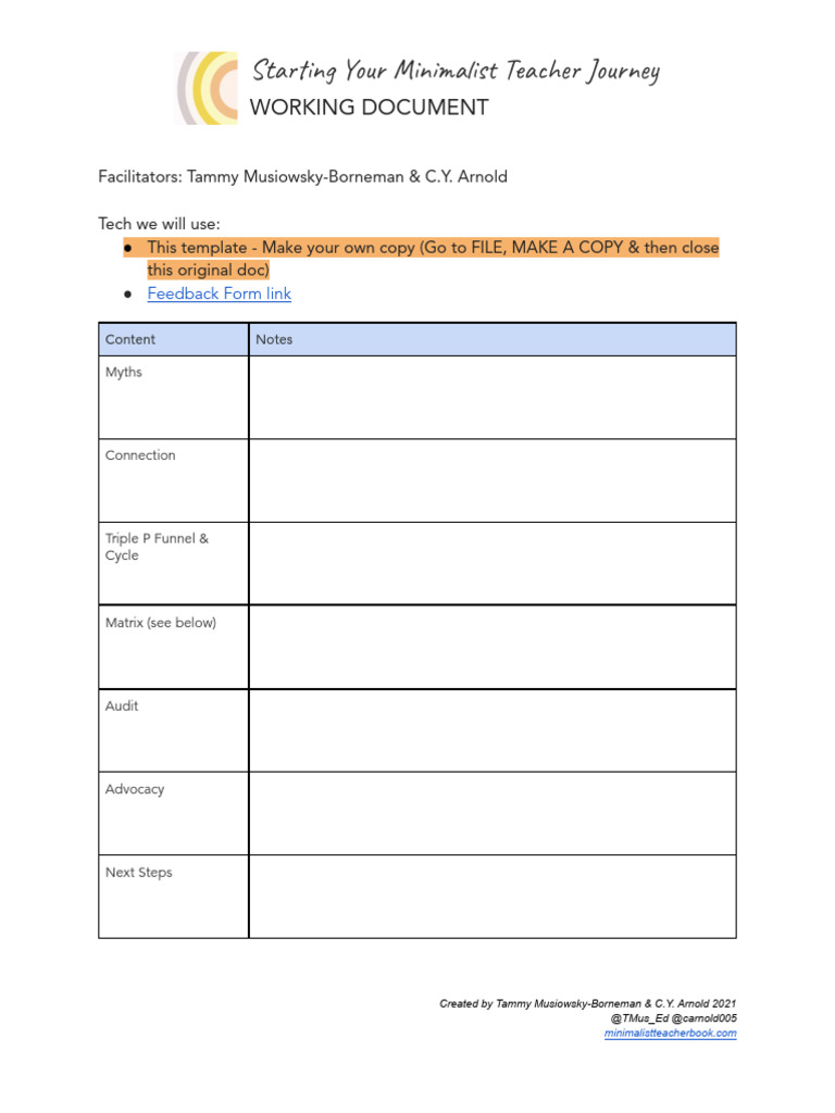 Minimalist Teaching Handout Pdf Teachers Photo Inspiration