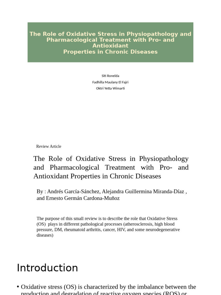 Oxidative Stress in Chronic Disease Management | PDF | Atherosclerosis ...