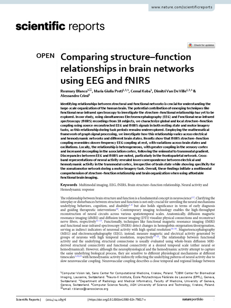Brain Structure-Function via EEG and fNIRS | PDF ...