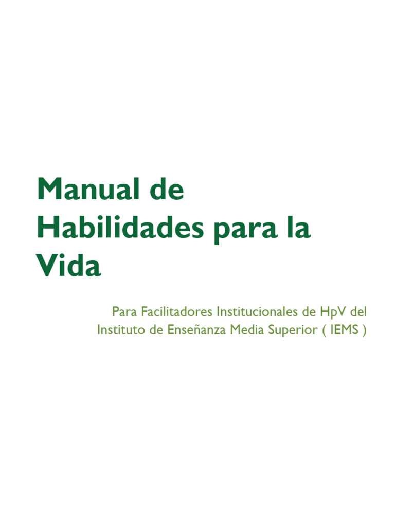 Manual de Habilidades para la Vida | PDF | Las emociones | Experiencia