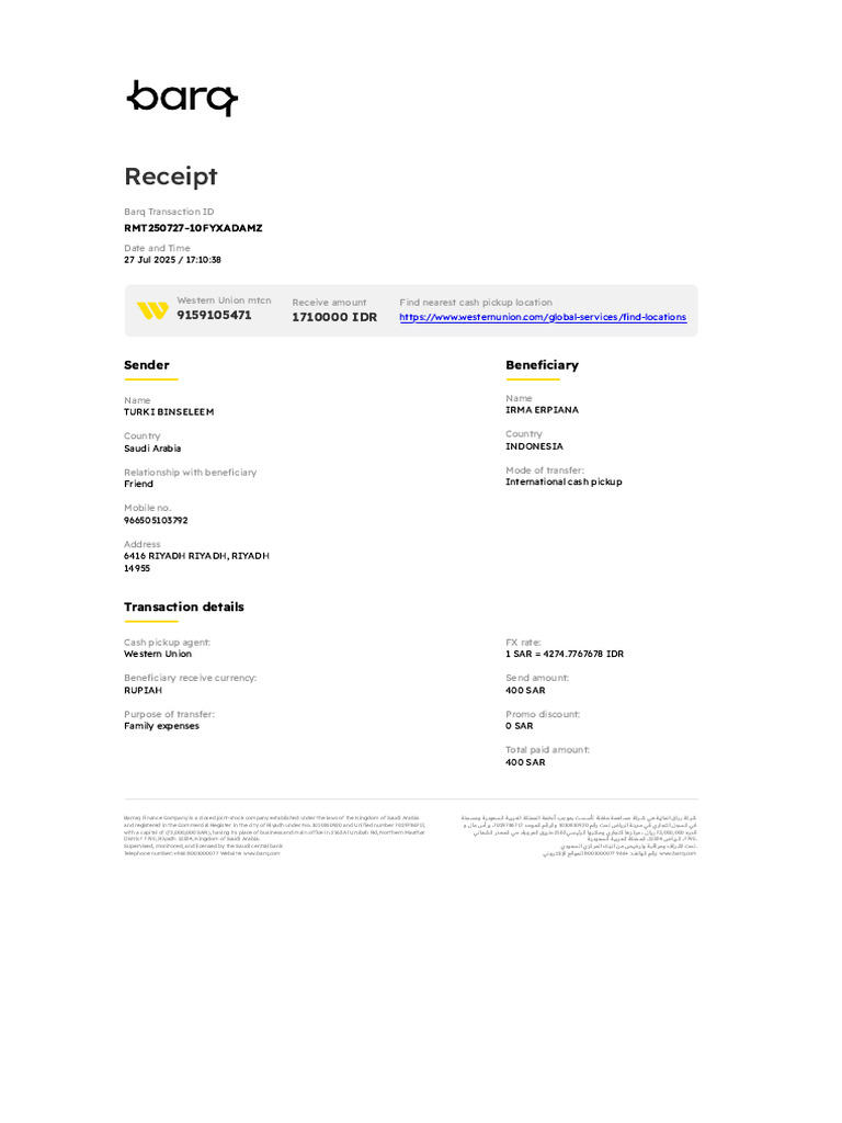 Barq Transaction Receipt Details | PDF | Indonesian Rupiah | Currency