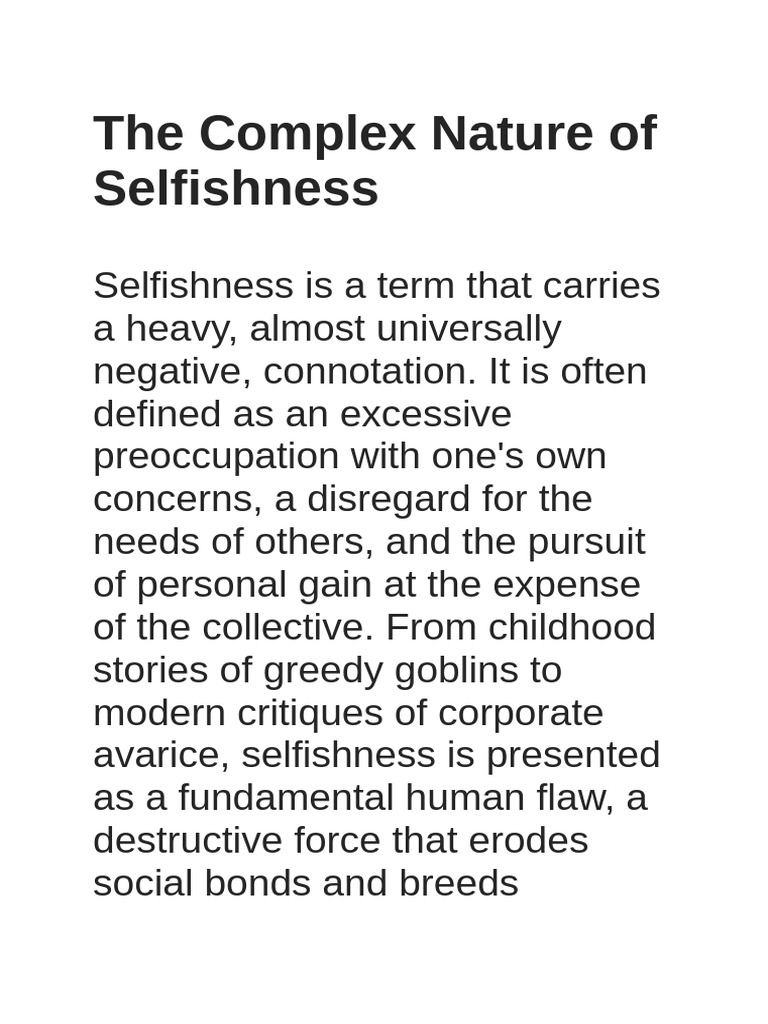 Understanding Selfishness Spectrum | PDF | Social Psychology ...