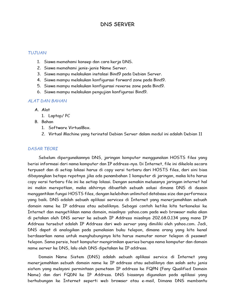 Konfigurasi DNS Server pada Debian | PDF