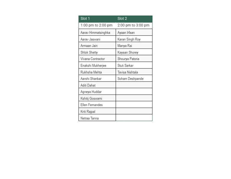As STC, April 8 - Student Slots | PDF