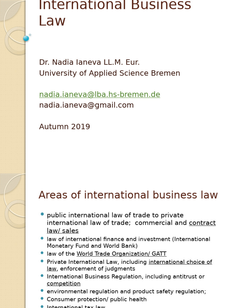 Overview of International Business Law | PDF | Most Favoured Nation ...