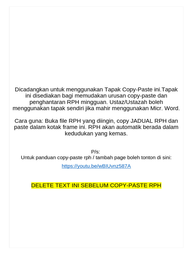 Panduan Kotak Copy-Paste RPH | PDF