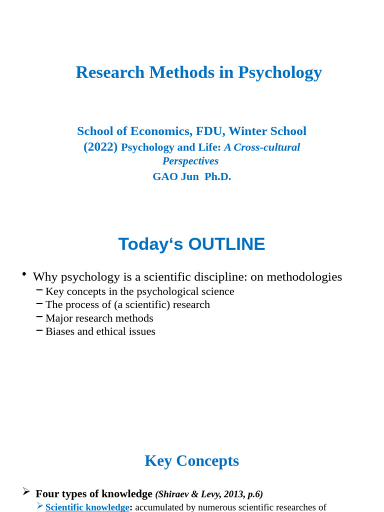 Research Methods in Psychology Overview | PDF | Falsifiability | Experiment