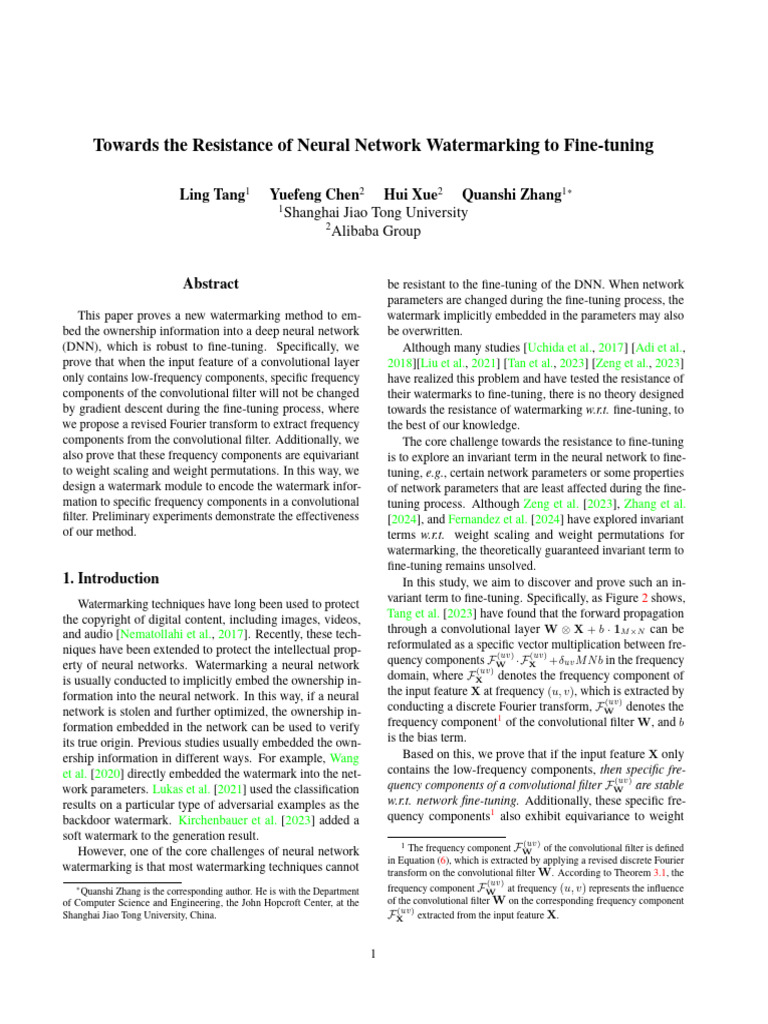 Neural Network Watermarking Resistance | PDF | Discrete Fourier ...