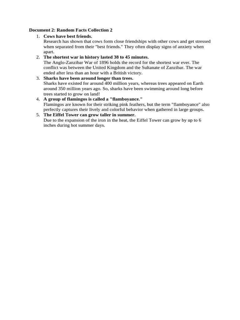 Fascinating Random Facts Collection | PDF