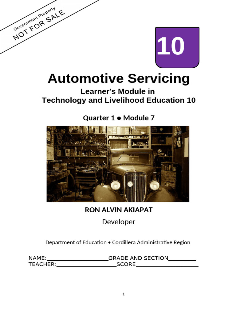 Automotive Servicing Module for Grade 10 | PDF | Quality Management ...
