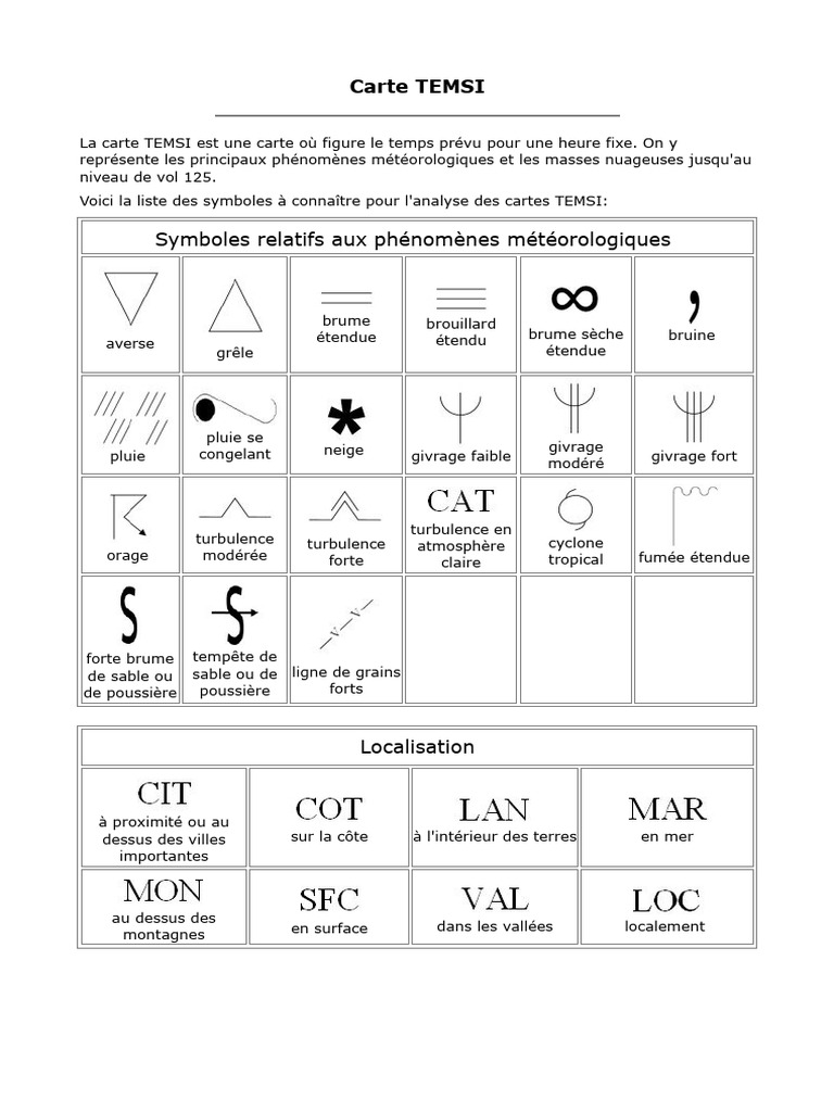Légende et Symboles de la Carte TEMSI | PDF | Nuage | Météorologie