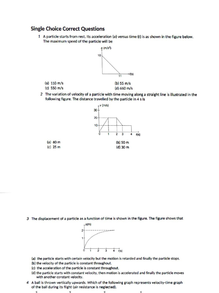 Test 6 (Kinematiucs) | PDF | Acceleration | Velocity