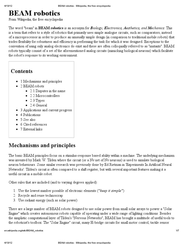 BEAM Robotics Wikipedia, The Free Encyclopedia PDF Robotics