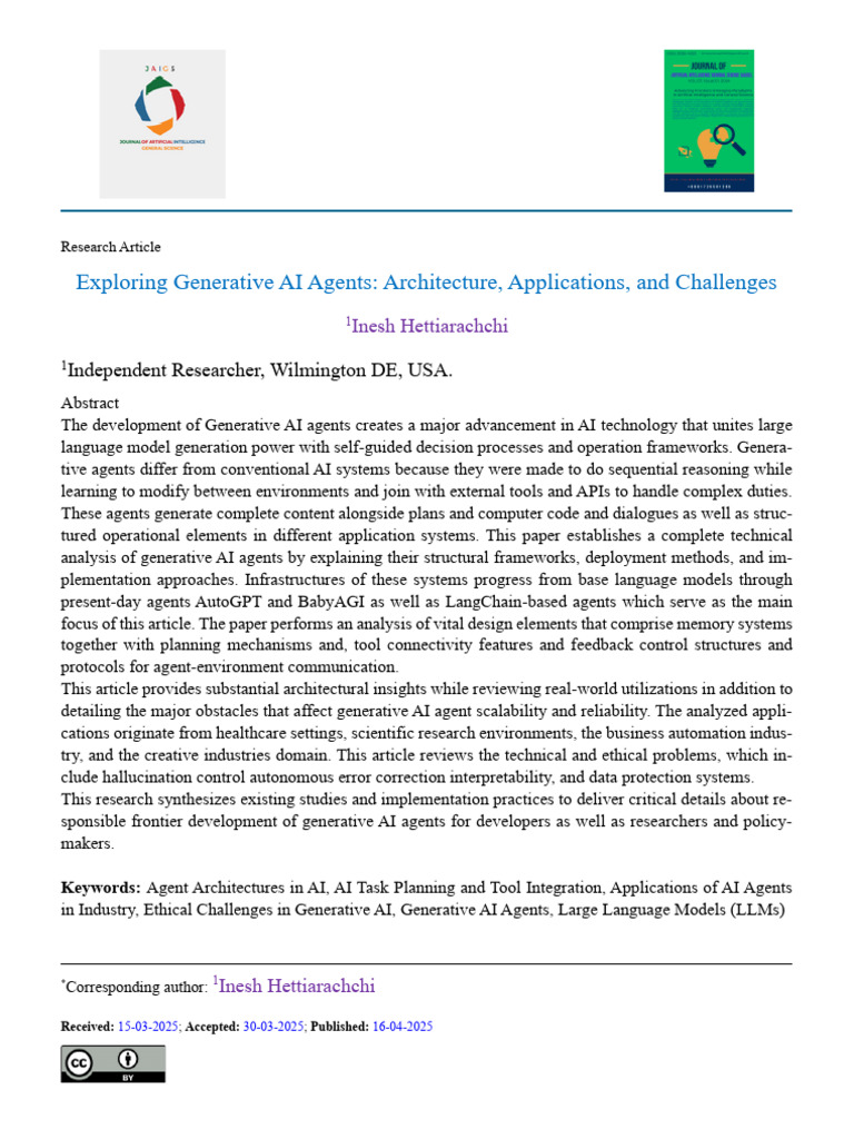 Generative AI Agent Architecture Insights | PDF | Artificial ...