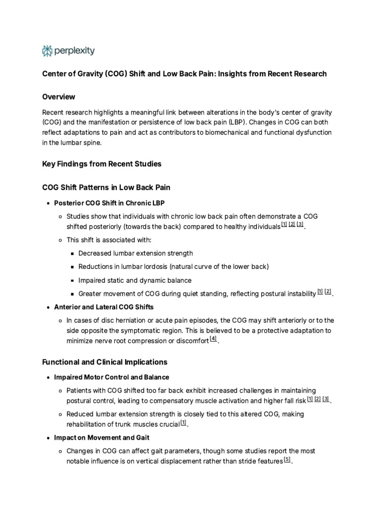 Center of Gravity (COG) Shift and Low Back Pain - I | PDF | Low Back ...