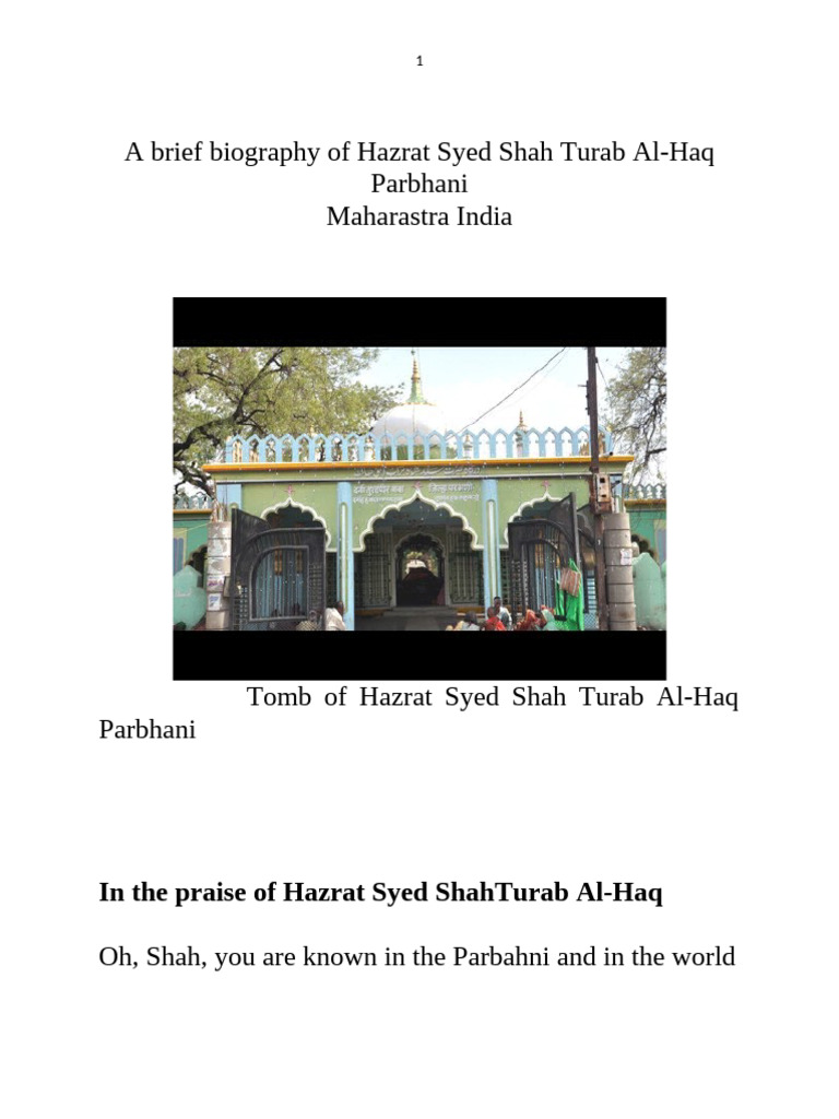 Hazrat Syed Turab Al-Haq: A Biography | PDF | Islamic Branches ...