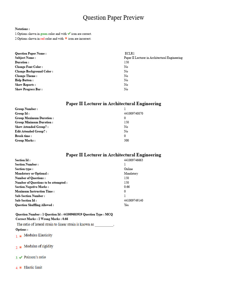 Architectural Engineering MCQ Exam Guide | PDF | Elevator