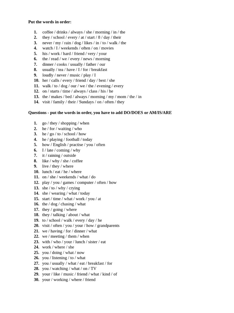 Presents Simp Cont Scrambled Words | PDF
