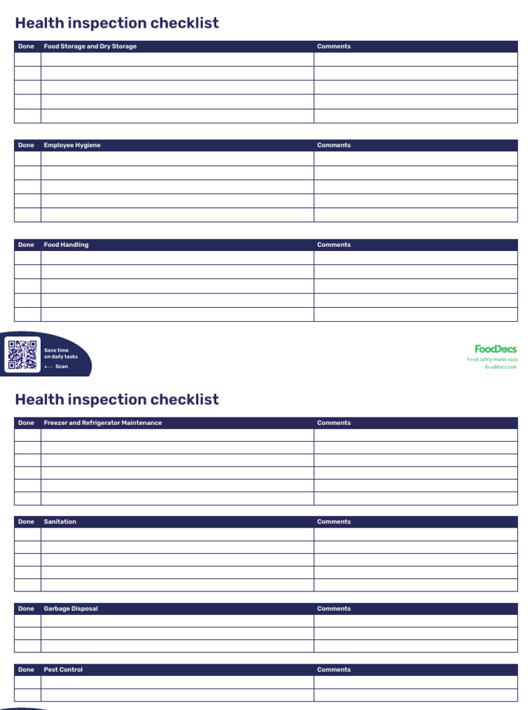 Health Inspection Checklist | PDF