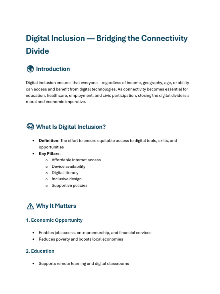 Digital Inclusion - Bridging The Connectivity Divide | PDF | Social ...
