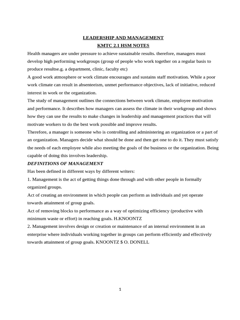 Leadership and Management 2.1 | PDF | Leadership | Power (Social And ...