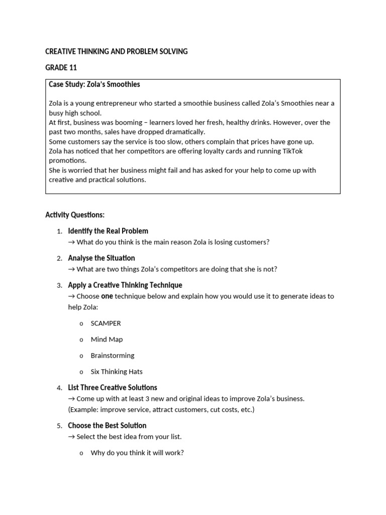 Creative Thinking and Problem Solving | PDF | Creativity | Brainstorming