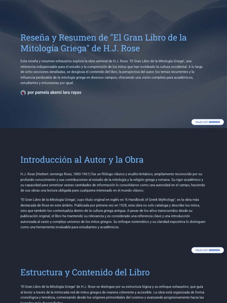 Resena y Resumen de El Gran Libro de La Mitologia Griega de HJ Rose 1 ...