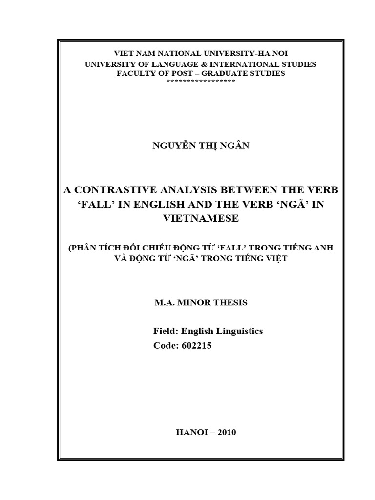 A Contrastive Analysis Between the Verb Fall in English and the Verb ...