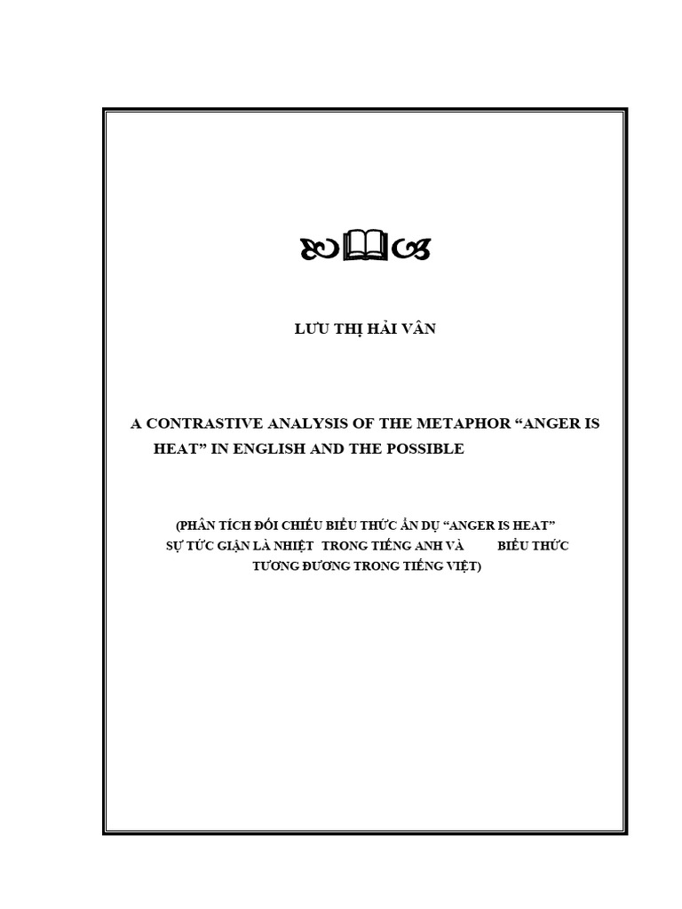 A Contrastive Analysis of The Metaphor Anger Is Heat in English and The ...