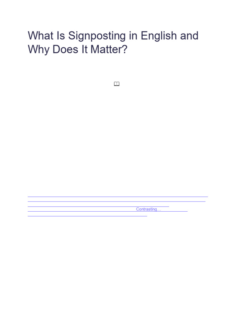 What Is Signposting in English and Why Does It Matter | PDF ...