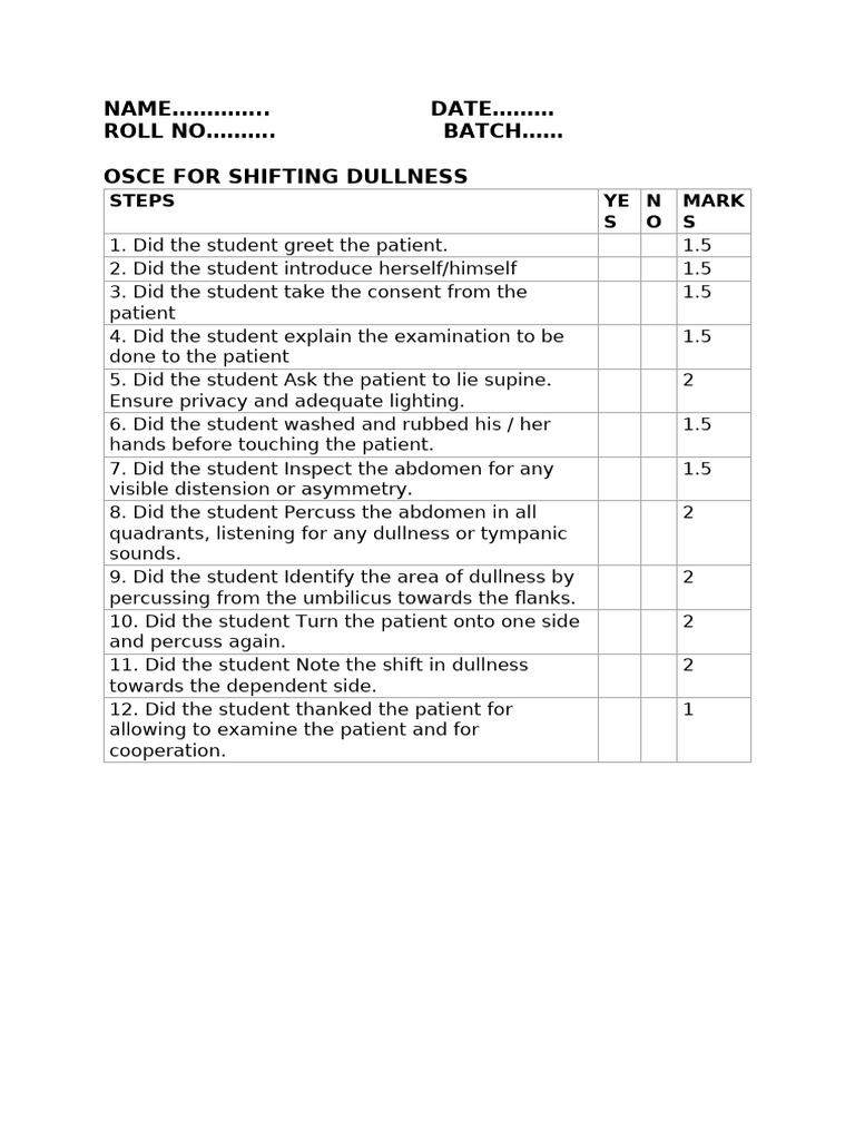 Osce For Shifting Dullness | PDF