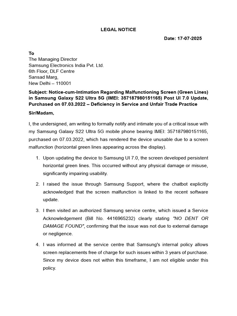 Legal Notice Dated 17.07.2025 | PDF