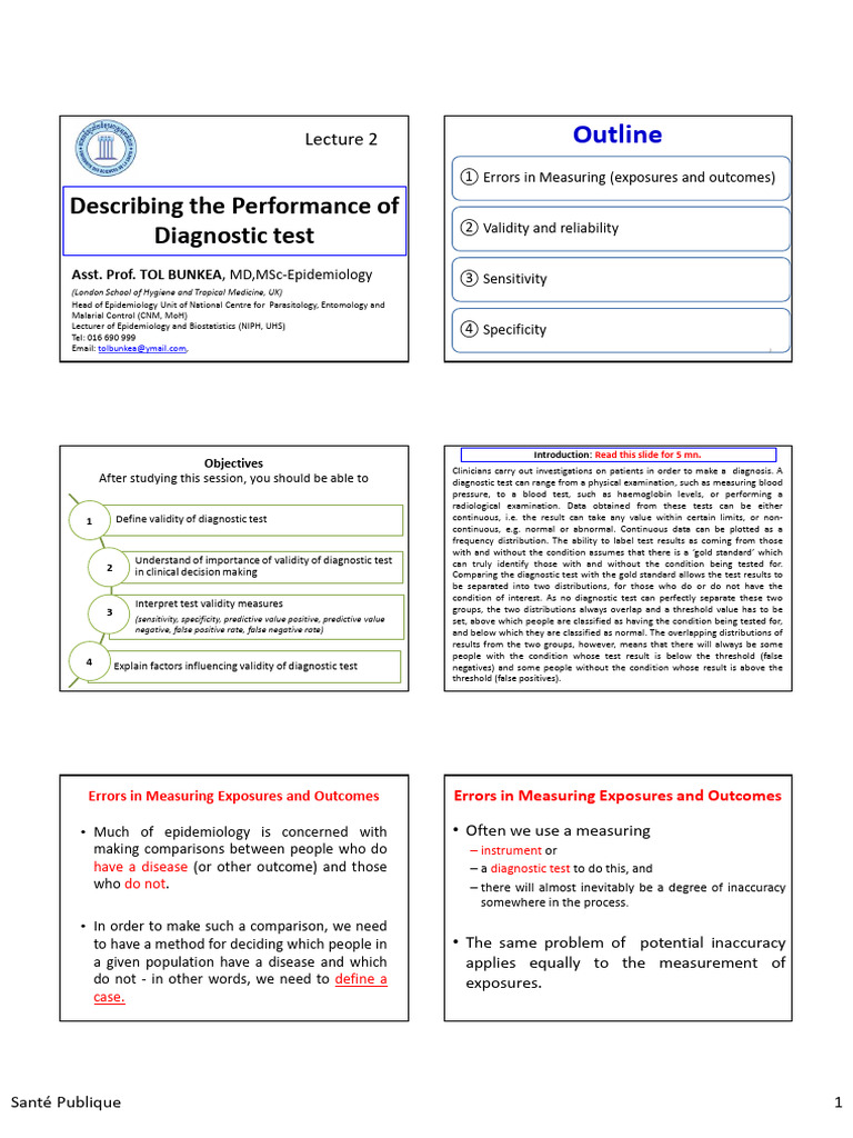 2 Lecture 2 Diagnostic Test | PDF | Sensitivity And Specificity ...
