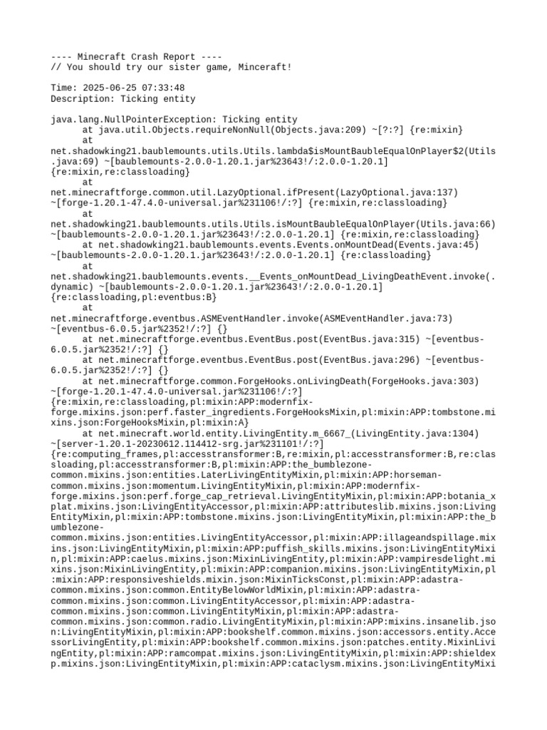 Minecraft Crash Report Analysis | PDF | Computer File Formats | Object ...