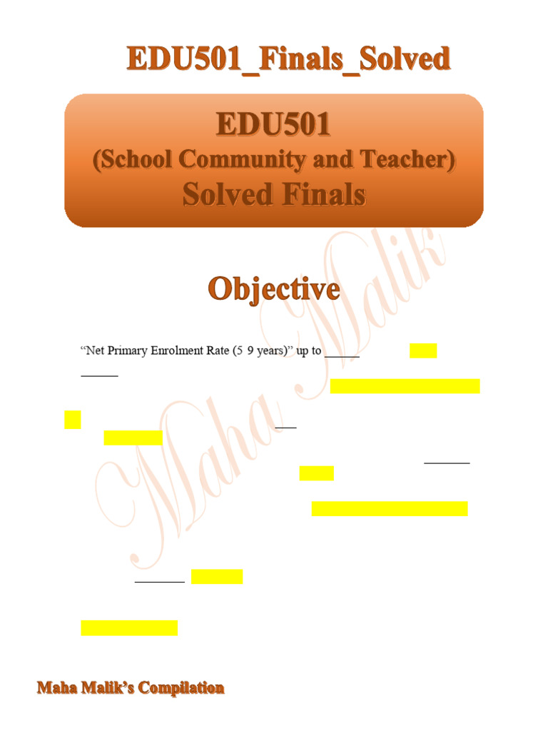 Edu501 Final Term Study Guide | PDF | Teachers | Learning