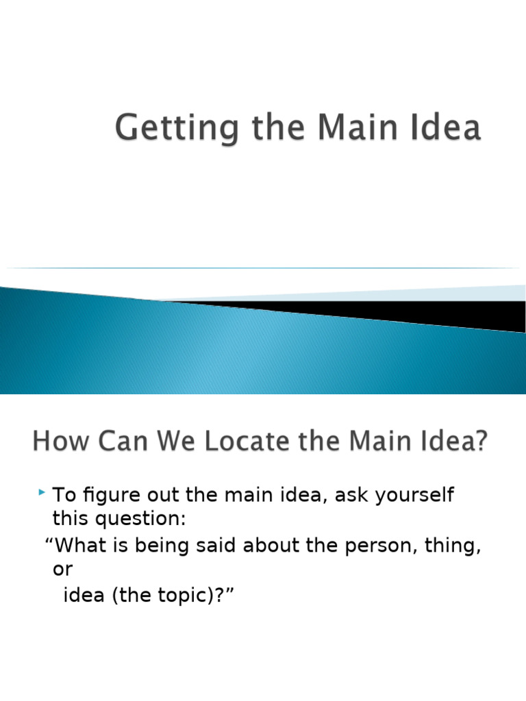 Getting The Main Idea | PDF | Body Image | Adolescence